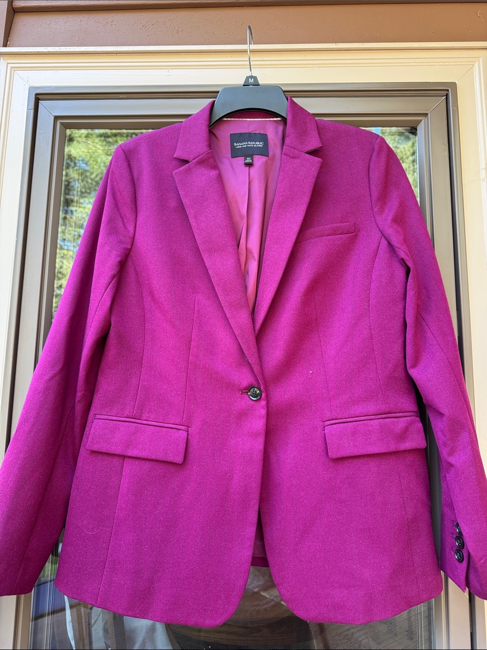 Banana Republic Magenta Single-Button Tailored Blazer